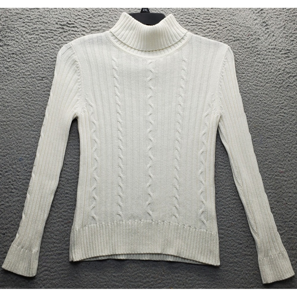 Sonoma Lifestyle Sweater Womens Petites M‎ Tan Knitted Raglan Sleeve Turtle Neck